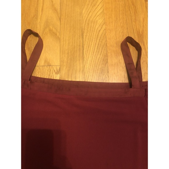 Maroon burgundy Off Shoulder Top Large Poof Tie Sleeves Boho Cottage holiday - Picture 11 of 13